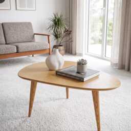 Mid-Century Modern Plywood Coffee Table With Tapered Legs, Cocktail Table, Retro Living Room - thumbnail 2