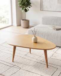 Mid-Century Modern Plywood Coffee Table With Tapered Legs, Cocktail Table, Retro Living Room