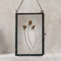 Tiny Dried Flowers in Glass Hanging Frame, Pressed Flower Rustic Picture Framed Flowers, Herbarium, Housewarming Gift - thumbnail 3