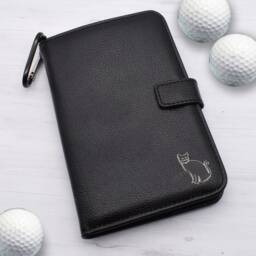 Black Cat Design - Personalised Leatherette Golf Organiser Complete With Divot Repairer, Marker, Tees, Scorecard & Pencils - thumbnail 1