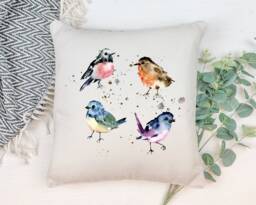 Birds Cushion , Scatter Garden Throw Pillow Robin Home Decor Room - Print Nanny Nanna Grandma - thumbnail 1