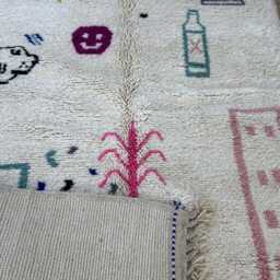 White Morrocan Rug , Rugs For Living Room Handmade Orange Beni Ourain Wool Berber Moroccan 4.7x8 Ft Aboujaad - thumbnail 3