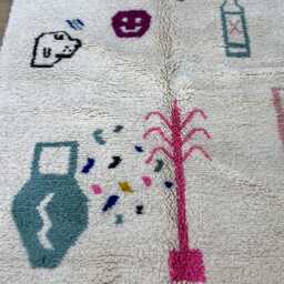 White Morrocan Rug , Rugs For Living Room Handmade Orange Beni Ourain Wool Berber Moroccan 4.7x8 Ft Aboujaad - thumbnail 4