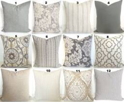 Gray Pillows Tan Throw Pillow Covers Grey Pillows Blush Ticking Stripe Tan & 18 20 All Size - thumbnail 1