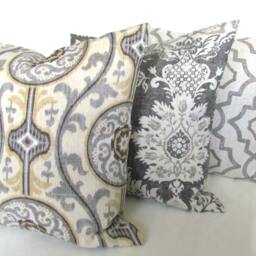 Gray Pillows Tan Throw Pillow Covers Grey Pillows Blush Ticking Stripe Tan & 18 20 All Size - thumbnail 2