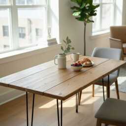 Unique To Etsy - Reclaimed Wood Drop Leaf Table Uk-Made Hairpin Legs Space Saving Extendable Dining Handmade Custom Sizes - thumbnail 2