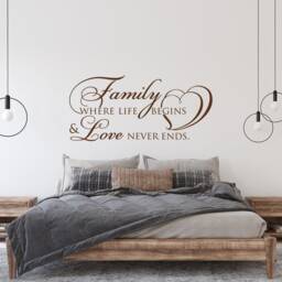 Family Love Never Ends Vinyl Wall Decal Inspirational Home Decor P60 - thumbnail 3