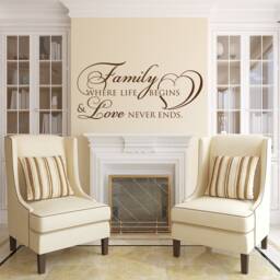 Family Love Never Ends Vinyl Wall Decal Inspirational Home Decor P60 - thumbnail 1