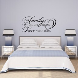 Family Love Never Ends Vinyl Wall Decal Inspirational Home Decor P60 - thumbnail 2