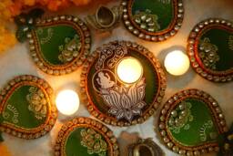 Diwali Candle Holder Diya From India, Maa Lakshmi Gift For Him Her, Goddesses Lakshmi Wooden Holder, Ethnic, Eco Friendly - thumbnail 1
