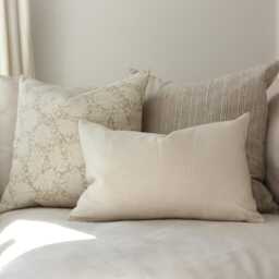 Neutral Pillow Cover, Beige Striped Pillow, Greige Cream Brown Throw Tan -- Landyn Stripe - thumbnail 2
