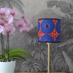 Wax Lampshade, Suspension, Lighting Fixture, African Fabric Lampshade Red Blue Washer - thumbnail 3