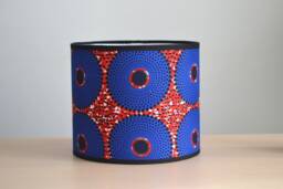 Wax Lampshade, Suspension, Lighting Fixture, African Fabric Lampshade Red Blue Washer - thumbnail 1