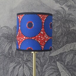Wax Lampshade, Suspension, Lighting Fixture, African Fabric Lampshade Red Blue Washer - thumbnail 2