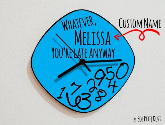 Custom Name Whatever, You're Late Anyway/Oval Blue - Wall Clock - image 1