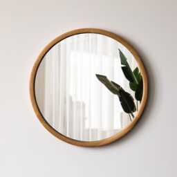 Modern Wall Mirror - Minimalist Mirror Entry Way Round Oak Wood Frame Living Room Large - thumbnail 3