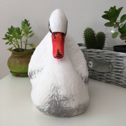 Ceramic Swan, White Painted Garden Decoration, Outdoor Statues, Home Decor, Balcony Sculptures, Black Easter Gifts, Art - thumbnail 2