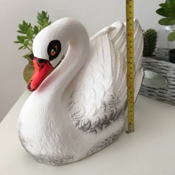 Ceramic Swan, White Painted Garden Decoration, Outdoor Statues, Home Decor, Balcony Sculptures, Black Easter Gifts, Art - thumbnail 4