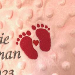 Personalised Baby Blanket Embroidered Soft Bubble Girl Boy Name & Feet - thumbnail 2