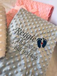 Personalised Baby Blanket Embroidered Soft Bubble Girl Boy Name & Feet - thumbnail 1