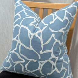 John Lewis & Partners Calathea Fabric Cushion Cover Maple Leaf Embroidered Pillow Throw Denim Cover Country Home. Lake Blue - thumbnail 3