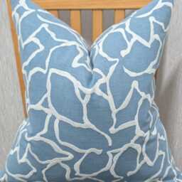John Lewis & Partners Calathea Fabric Cushion Cover Maple Leaf Embroidered Pillow Throw Denim Cover Country Home. Lake Blue - thumbnail 2