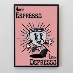 More Espresso Less Depresso Print, Coffee Kitchen Wall Art Poster, Funny Decor, Lover Gift, Funky Bar - thumbnail 3