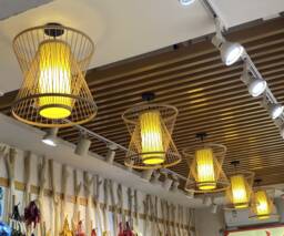 Bamboo Staggered Pendant Light Natural Or Black Shade