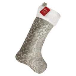 Personalised Name Christmas Stocking Silver Grey Luxury Stockings Xmas Gift Embroidered Children's Santa Sack Mums Dads Present His & Hers - thumbnail 2