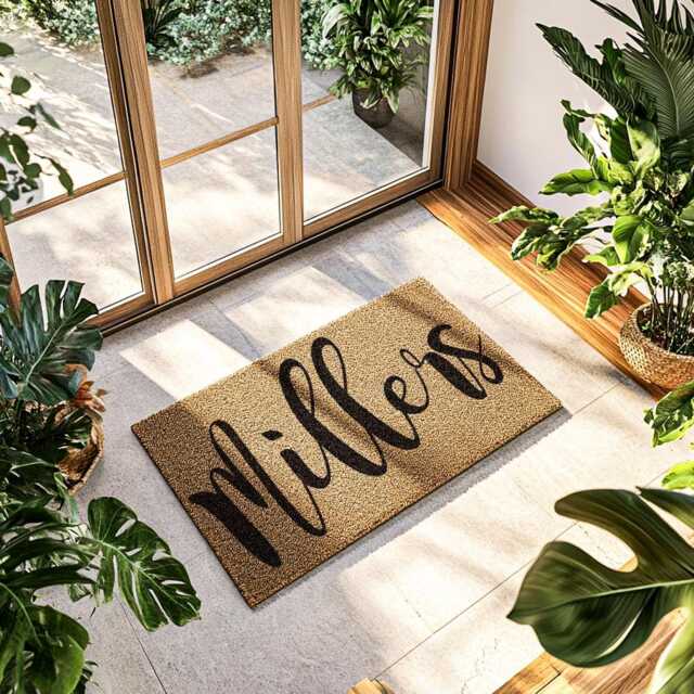 Surname Doormat - Coir Non-Slip Entry Way Mat Wedding Gift Housewarming Fall Decor Personalized Last Name Gift Custom Mat - image 1