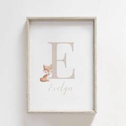Personalised Name Baby Woodland Fox Print, Nursery New Baby, Boys Bedroom, Wall Art, Kids Gender Neutral, Sage Green - thumbnail 2