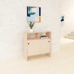 Scandinavian Sliding Door Cabinet Minimal Plywood Console Table With Shelves - Custom Wood Finish Sideboard, Hallway Or Living Room Storage - thumbnail 2