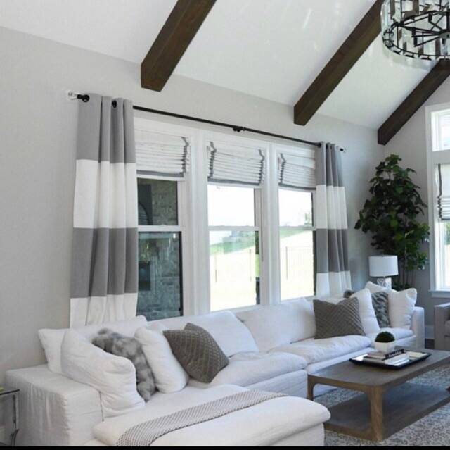 Custom Gray Striped Curtains Your Size, Stripes, Color Blocked, Nautical , Nursery Curtains, Window Treatments - image 1