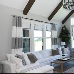 Custom Gray Striped Curtains Your Size, Stripes, Color Blocked, Nautical , Nursery Curtains, Window Treatments - thumbnail 1