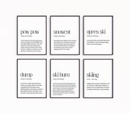 Set Of 6 Skiing Definitions Prints Embrace The Slopes With Stylish Art For Ski Enthusiasts - Decor Skiers & Mountain Lovers - thumbnail 1