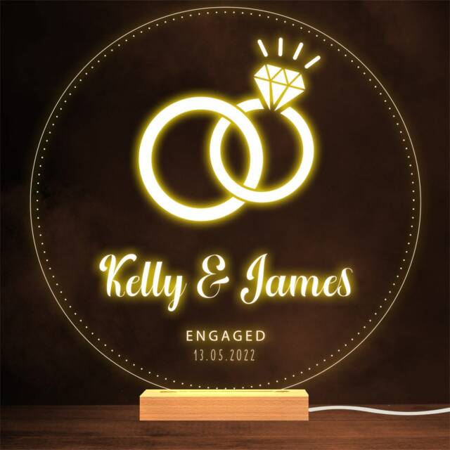 Engagement Rings Diamond Round Personalised Gift Warm Lamp Night Light - image 1