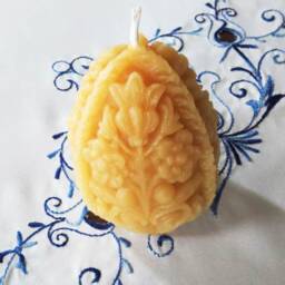 Pair Of 100% All Natural Beeswax Candles/Handmade Bunny Rabbit & Decorative Egg Handcrafted in The Usa Easter Mothers Day Gift - thumbnail 3