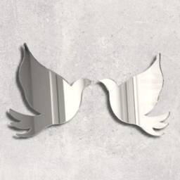 Elegant Doves Acrylic Mirror Wall Art Customizable, Engraved - thumbnail 2