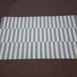 Grey & White Rug, Stripe Grey Kilim Striped Dhurrie Custom Made To Order Rug Gray White - thumbnail 2