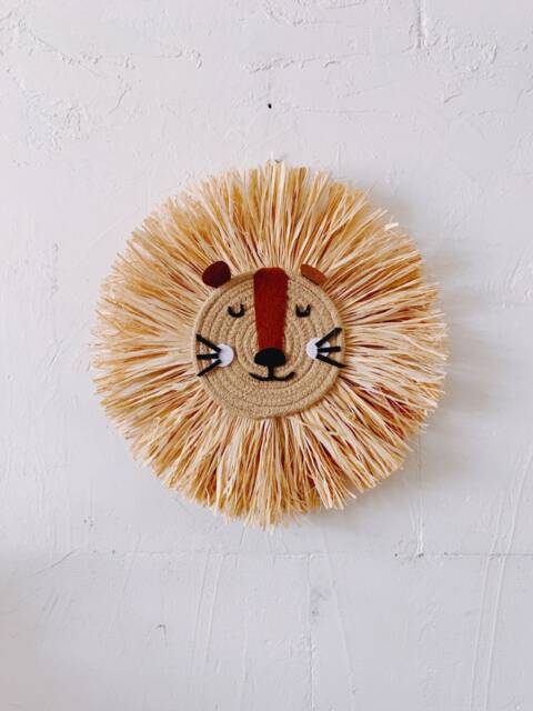 Lion Raffia Wall Hanging Boho Safari Nursery Decor - image 1