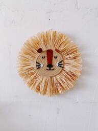 Lion Raffia Wall Hanging Boho Safari Nursery Decor - thumbnail 1