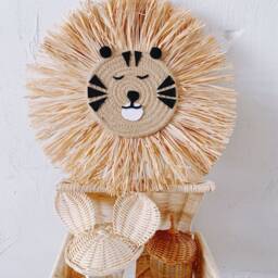 Lion Raffia Wall Hanging Boho Safari Nursery Decor - thumbnail 3