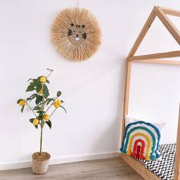 Lion Raffia Wall Hanging Boho Safari Nursery Decor - thumbnail 4
