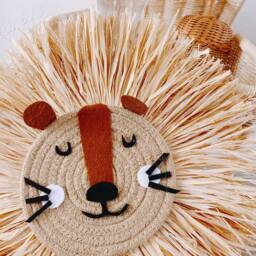 Lion Raffia Wall Hanging Boho Safari Nursery Decor - thumbnail 2