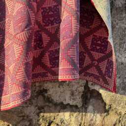 Indian Hand Embroidered Kantha Throw Carpet Design Vintage Style Soft Furnishing - thumbnail 3