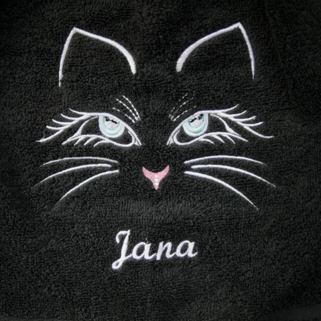 Personalized Cat Towel With Name - Embroidered Cotton Hand/Bath Custom Gift For Lovers, Cute Design - image 1