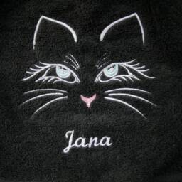 Personalized Cat Towel With Name - Embroidered Cotton Hand/Bath Custom Gift For Lovers, Cute Design - thumbnail 1