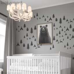 Woodland Animals Wall Decals For Baby Nursery - Teepee, Bear, Pine Tree, Porcupine, Cactus, Acorn, Deer D??cor Ap0062Nf