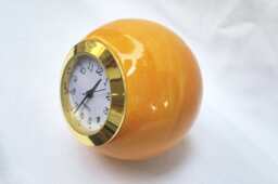 Small Desk Clock, Ball Shaped Orange Ceramic Table Orange Ceramic Shelf Vintage Retro Style Clock