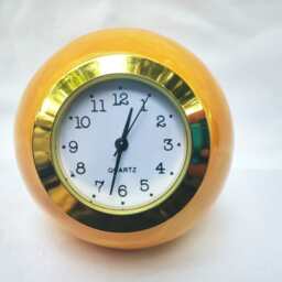 Small Desk Clock, Ball Shaped Orange Ceramic Table Orange Ceramic Shelf Vintage Retro Style Clock - thumbnail 2